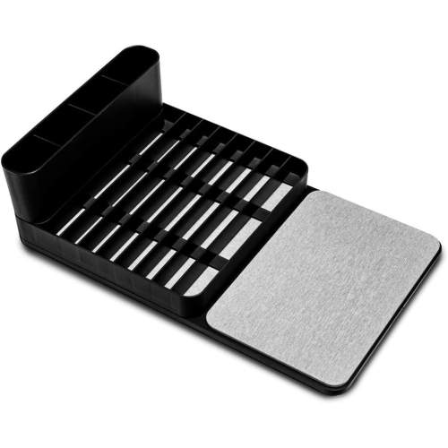 madesmart Drying Stone Dish Rack with Mineral-Based Dish Mat (Carbon)
