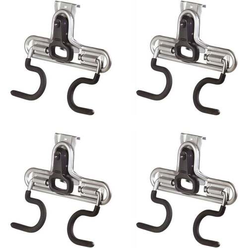 Fasttrack Wall Double S Hook 2 Handle Garage Storage Organizer Rack for Hand Tools (4 Pack)