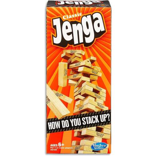 Hasbro Jenga Classic Game with Genuine Hardwood Blocks,Stacking Tower Game for 1 or More Players,Kids Ages 6 and Up