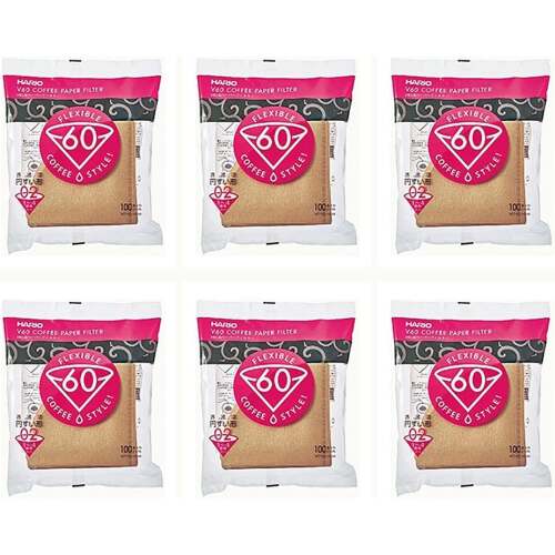 Hario 02 100-Count Coffee Natural Paper Filters (6-Pack Value Set)